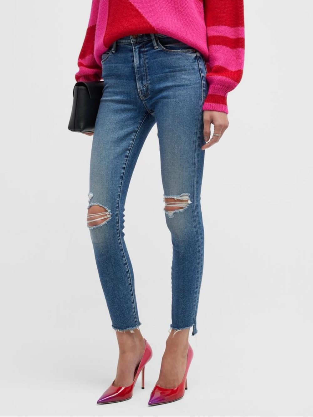 Mother The Stunner Zip Ankle Step Fray distressing Jeans Roughing It Size 24